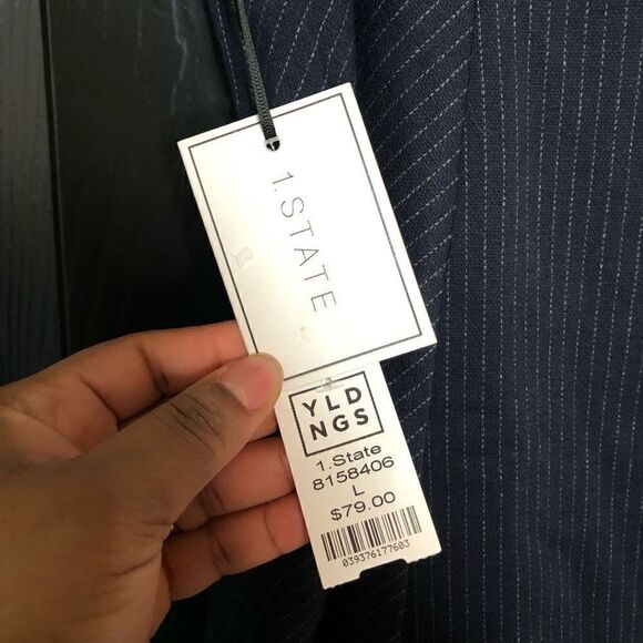 1State Skirt Womens L Jersey Knit Pinstripe Mini Ruffle Side Hem NWT - Picture 3 of 6